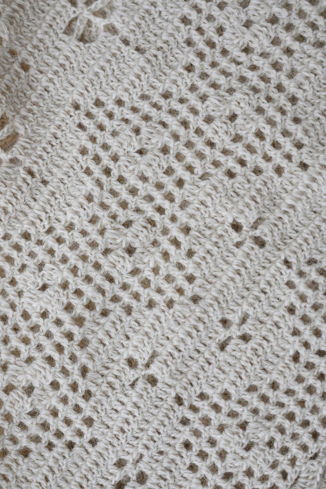 Hand Knitted Alpaca Wool Headscarf: Light Grey Lace Triangle Shawl