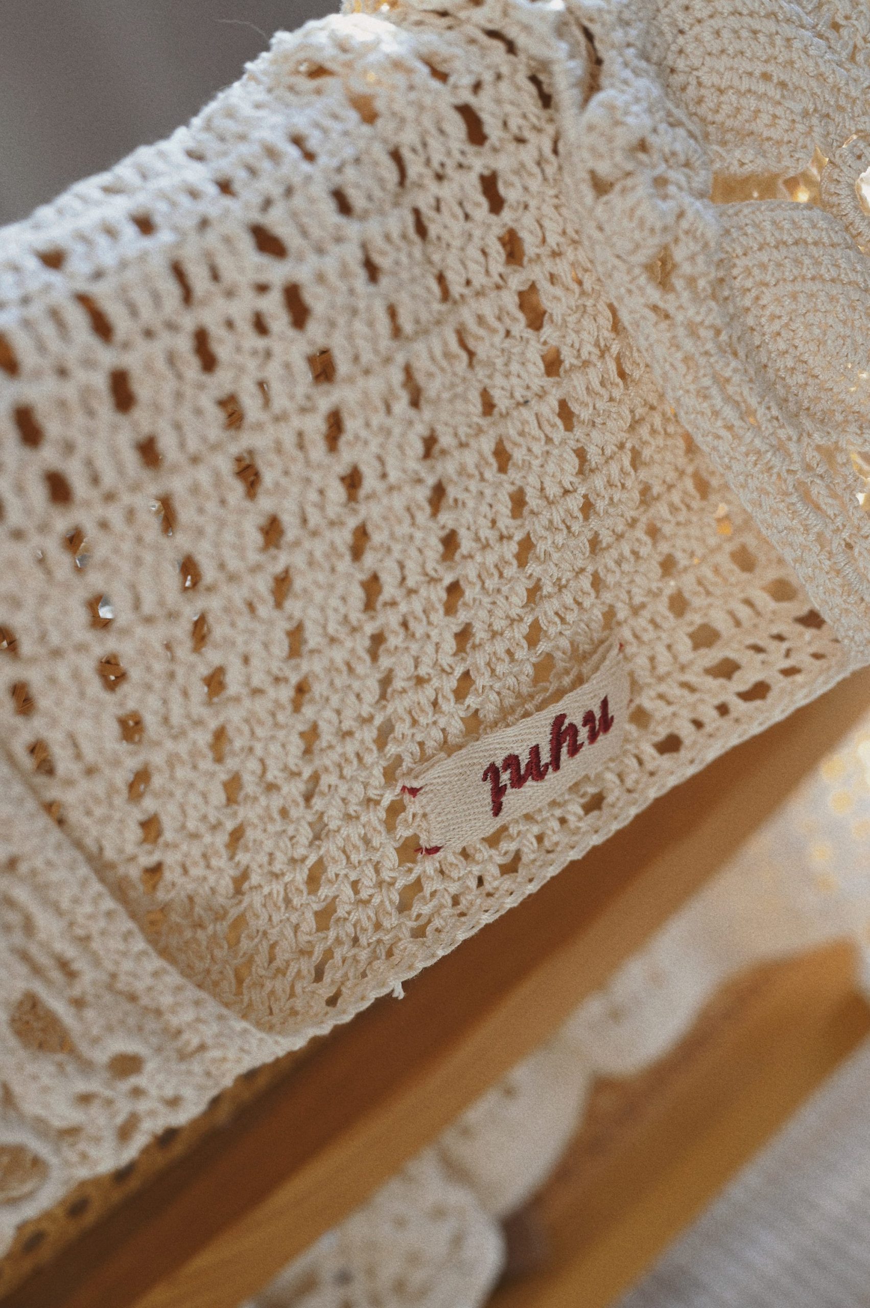 Handknit Cotton Lacy Slipover Vest: Tassel Tie Sleeveless Top