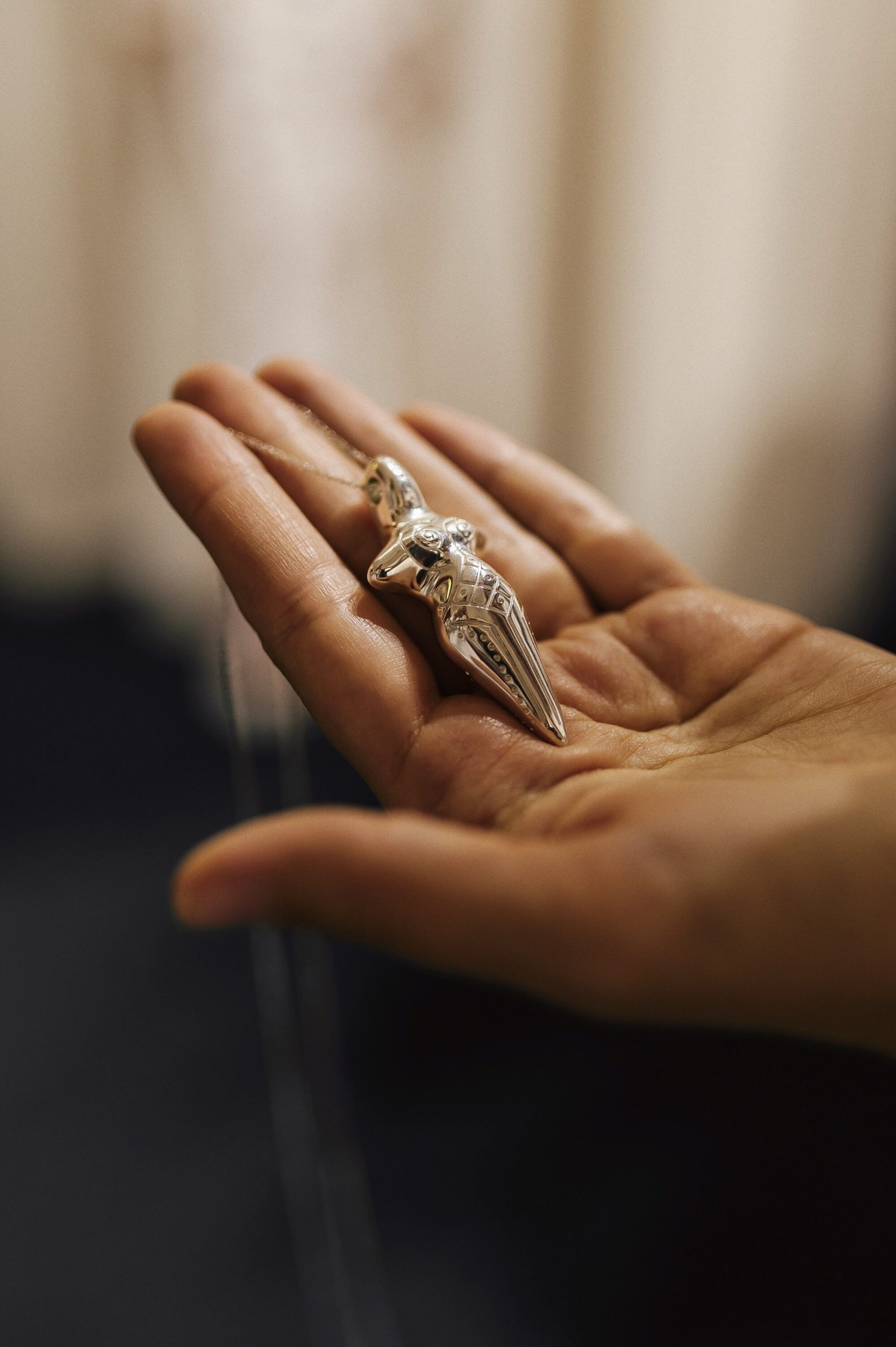 Gold Plated Silver Goddess Pendant: Trypillian Bereginya Jewelry