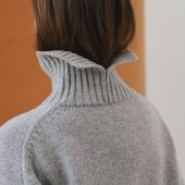 Oversized Turtleneck Sweater Gray & Beige Wool Blend
