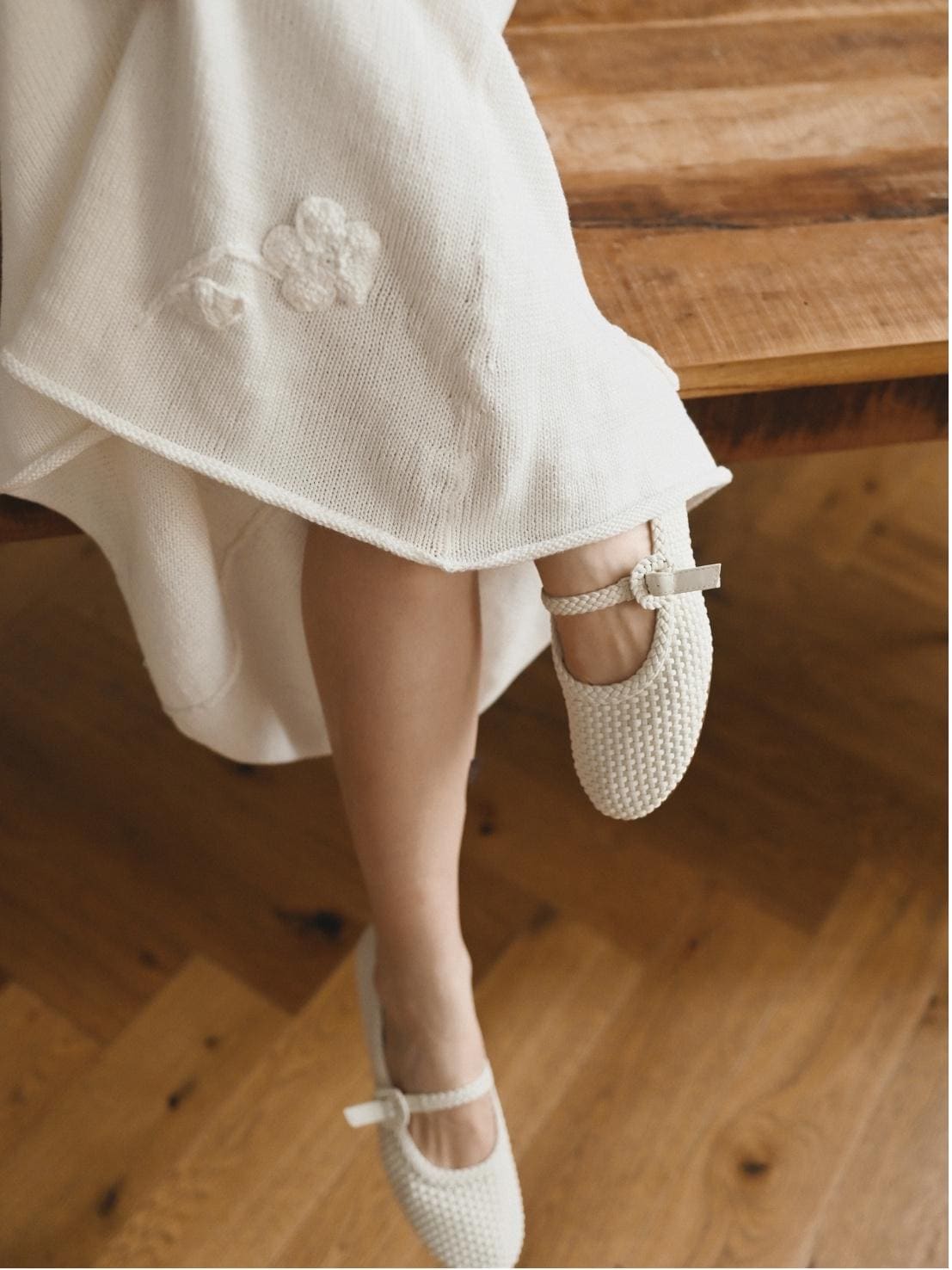 Handmade White Crochet Long Dress With Flowers, Boho Wedding Dress