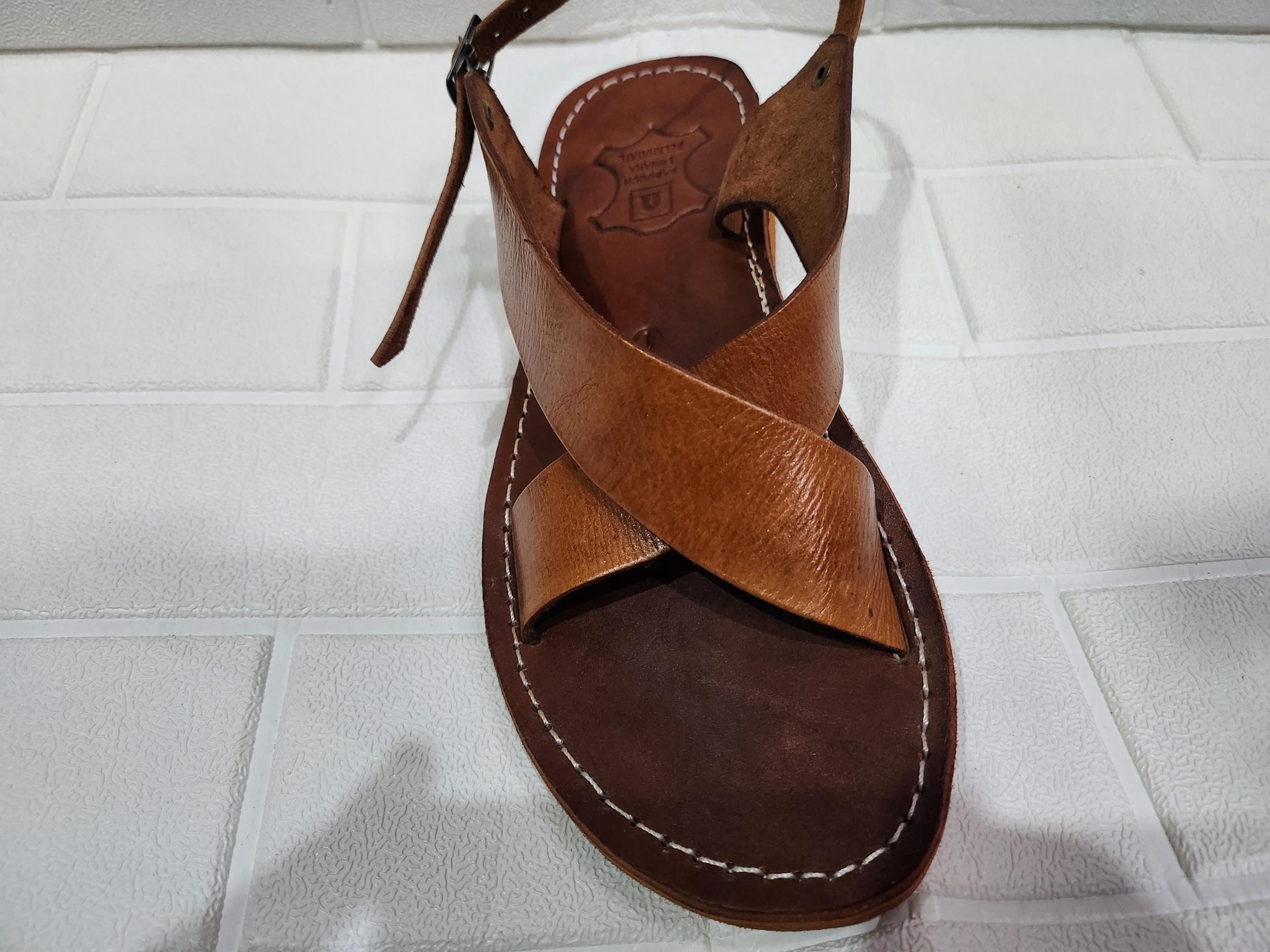 Handmade Moroccan Leather Sandals For Women – Brown Cross Strap Flat Sandals With Ankle Strap, Open Toe Boho Summer Walking Shoes, Gift