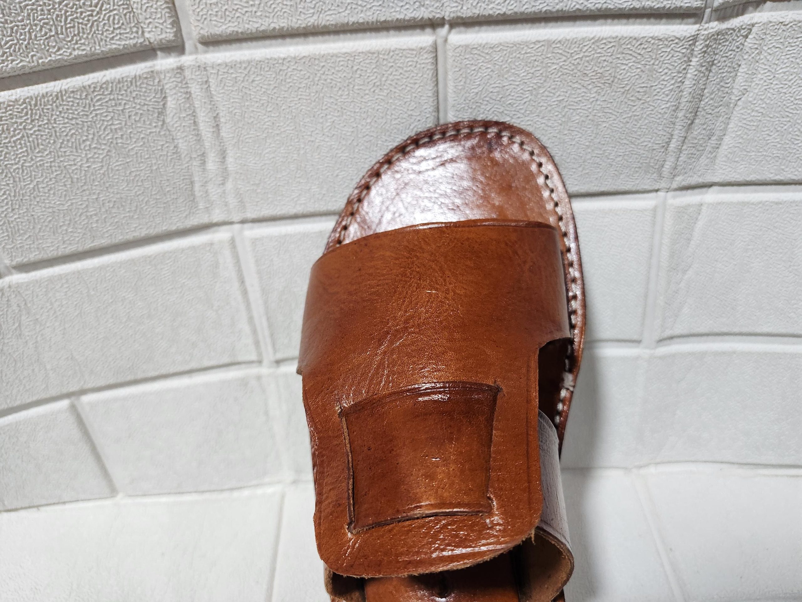 Handmade Moroccan Leather Sandals Men – Brown Artisan Slip On Shoes Gift
