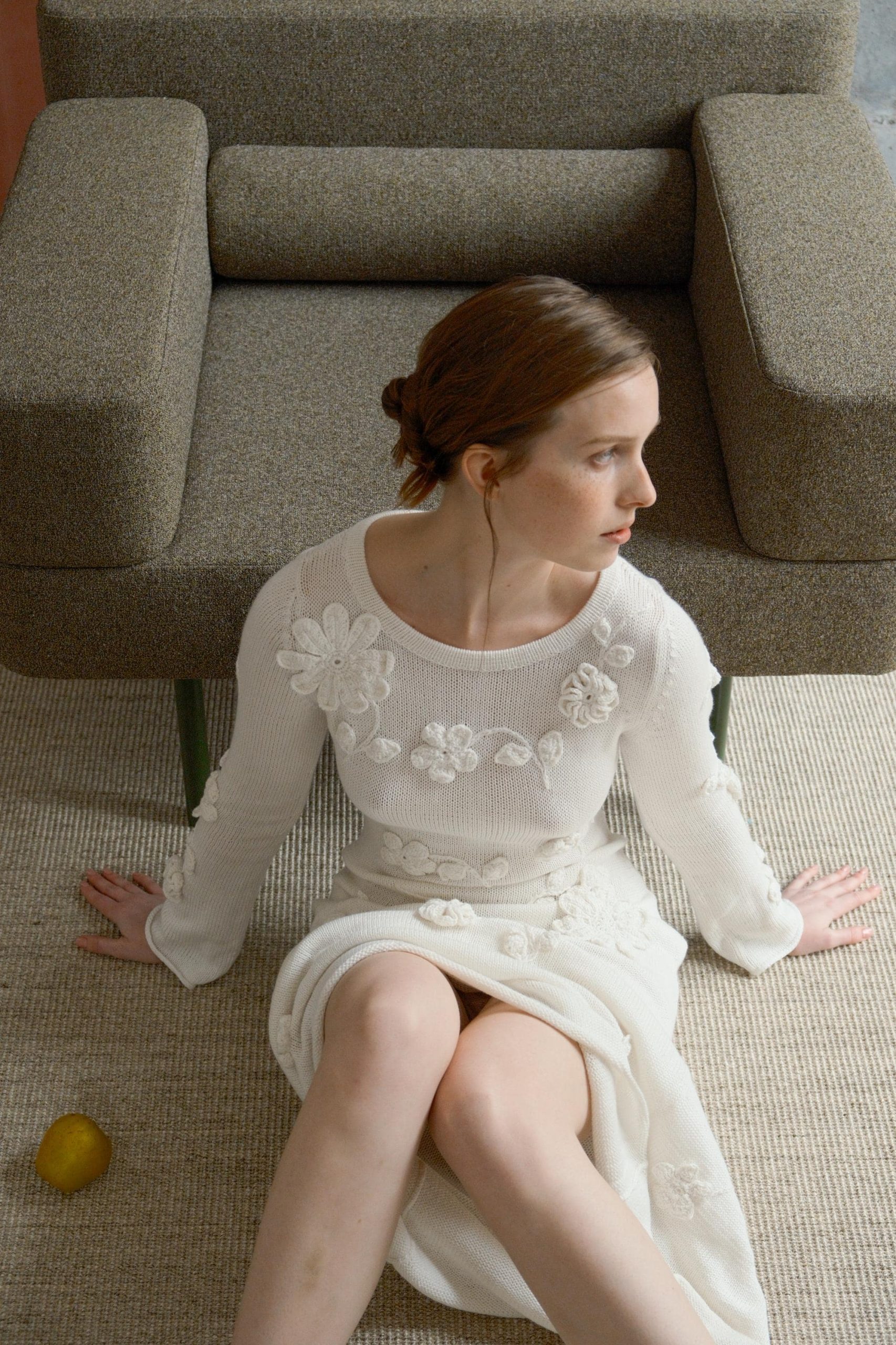 Handmade White Crochet Long Dress With Flowers, Boho Wedding Dress