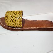 Handmade Moroccan Yellow Leather Sandal For Women – Woven Flats – Bright Summer Boho Shoes – Artisan Braided Leather Slippers – Gift For Her