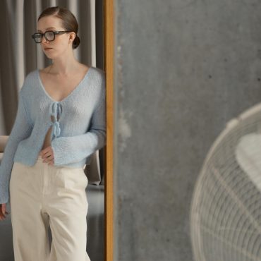 Handmade Mohair Blue Knit Cardigan: Cozy Lightweight Sweater