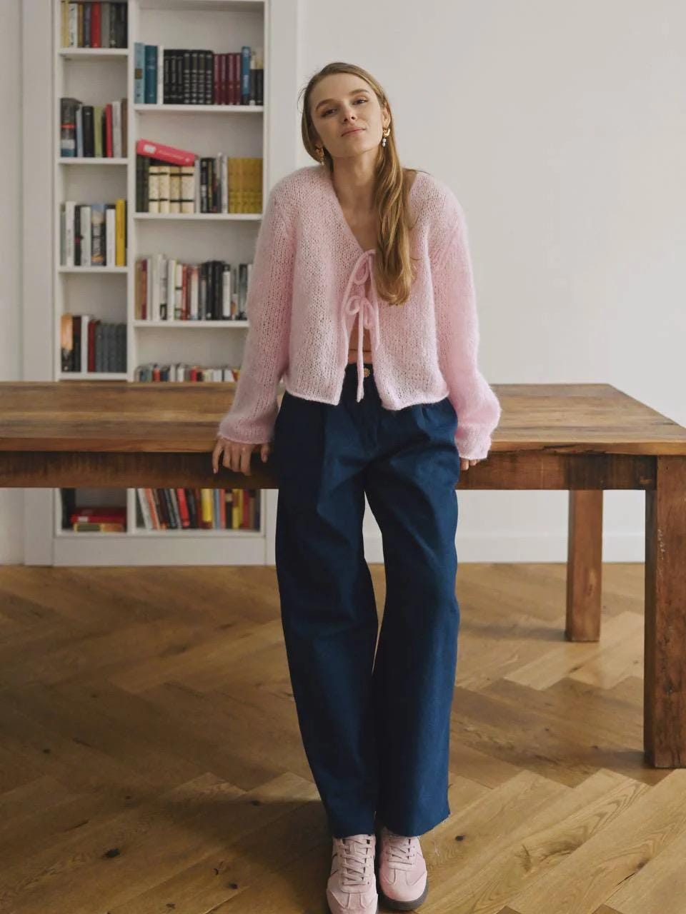 Handmade Mohair Blue Knit Cardigan: Cozy Lightweight Sweater