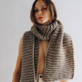 Handwoven Merino Alpaca Blend Scarf: Chunky Knit Beige Shawl